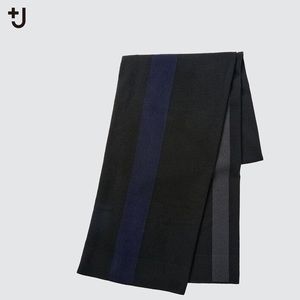 +J Jil sander x uniqlo collab limited cashmere scarf black grey blue stripe